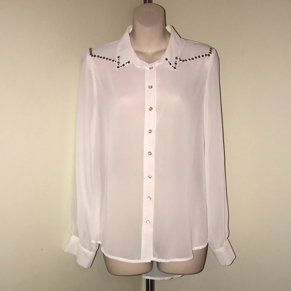 NWOT Cotton On white sheer button down blouse - Picture 1 of 6
